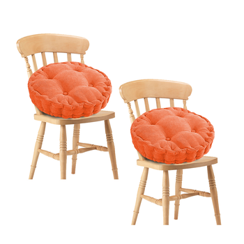 2X Orange Round Cushion Soft Leaning Plush Backrest Throw Seat Pillow Home Office Decor image