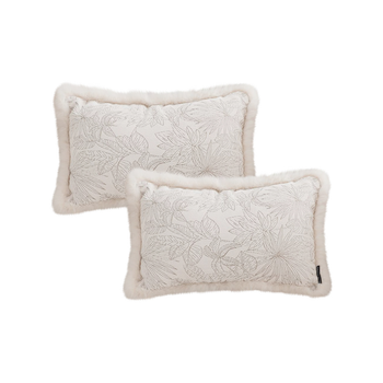 2X 30cm Romantic French Mosley Jacquard Pillow French Jungle Jacquard Raw Edge Waist Throw Pillow image