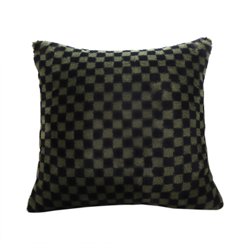 45cm Urban Light Luxury Pillow Dark Night Green Checkered Square Throw Pillow image
