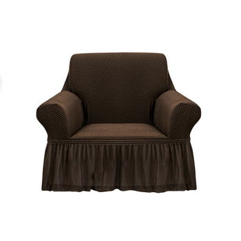 1-Seater Coffee Sofa Cover with Ruffled Skirt Couch Protector High Stretch Lounge Slipcover Home Decor image