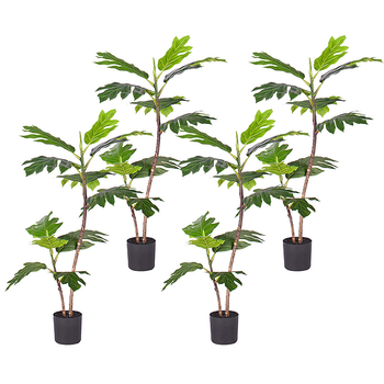 4X 90cm 2-Trunk Artificial Natural Green Split-Leaf Philodendron Tree Fake Tropical Indoor Plant Home Office Decor image