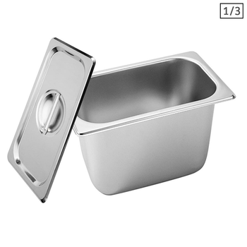 Gastronorm GN Pan Full Size 1/3 GN Pan 20cm Deep Stainless Steel Tray With Lid image