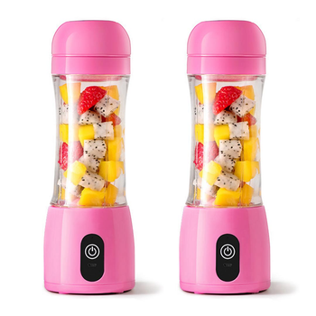 2X 380ml Portable Mini USB Rechargeable Handheld Fruit Mixer Juicer Pink image