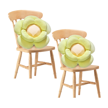 2X Green Double Flower Shape Cushion Soft Bedside Floor Plush Pillow Home Decor image