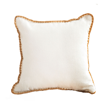 45cm Warm Wood Tone & Apricot Shell Edged Square Throw Pillow image