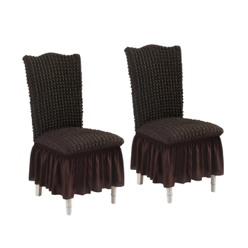 SOG 2X Coffee Chair Cover Seat Protector with Ruffle Skirt Stretch Slipcover Wedding Party Home Decor image