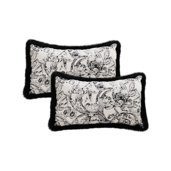 2X 35cm Elegant Decorative Luxury Victorian Rose French Embroidery Throw Pillow image