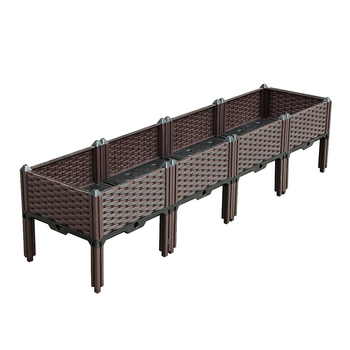 160cm Raised Planter Box Vegetable Herb Flower Outdoor Plastic Plants Garden Bed with Legs image