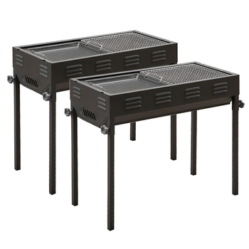 2X 66cm Portable Folding Thick Box-Type Charcoal Grill for Outdoor BBQ Camping image