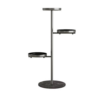 3 Tier Black Round Plant Stand Flowerpot Tray Display Living Room Balcony Metal Decorative Shelf image