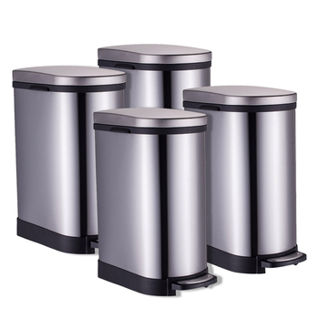 4X Foot Pedal Stainless Steel Rubbish Recycling Garbage Waste Trash Bin 10L U image