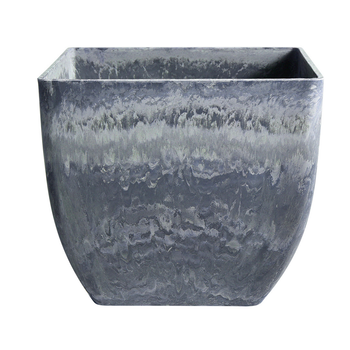 27cm Weathered Grey Square Resin Plant Flower Pot in Cement Pattern Planter Cachepot for Indoor Home Office image