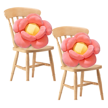 2X Red Double Flower Shape Cushion Soft Bedside Floor Plush Pillow Home Decor image