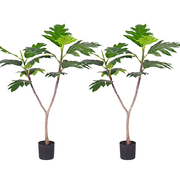 2X 90cm Artificial Natural Green Split-Leaf Philodendron Tree Fake Tropical Indoor Plant Home Office Decor image