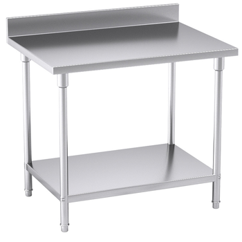Commercial Catering Kitchen Stainless Steel Prep Work Bench Table with Back-splash 100*70*85cm image