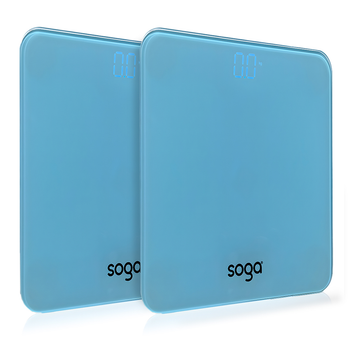 2X 180kg Digital Fitness Weight Bathroom Gym Body Glass LCD Electronic Scales Blue image