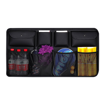 High Quality Leather Car Rear Back Seat Storage Bag Organizer Interior Accessories Black image