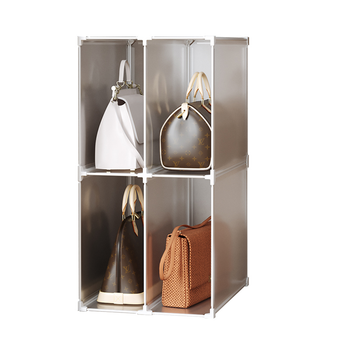 2 Tier Multifunctional PP Plastic Bag Box Portable Cubby DIY Storage Shelves Stackable Handbag Purse Organiser image