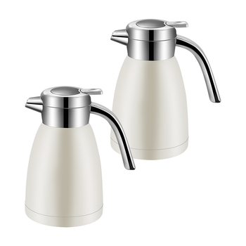 2X 2.2L Stainless Steel Kettle Insulated Vacuum Flask Water Coffee Jug Thermal White image