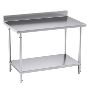 Commercial Catering Kitchen Stainless Steel Prep Work Bench Table with Back-splash 120*70*85cm image