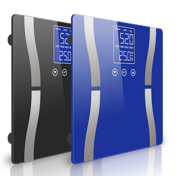 2X Glass LCD Digital Body Fat Scale Bathroom Electronic Gym Water Weighing Scales Black/Blue image