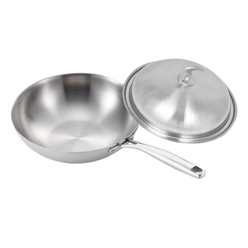 18/10 Stainless Steel Fry Pan 32cm Frying Pan Top Grade Cooking Skillet with Lid image
