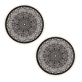 2X 120cm Mandala Modern Ethnic Tassel Print Anti-slip Doormat, Home Decor image