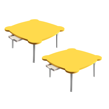 2X Yellow Minimalist Cat Ear Portable Floor Table Small Space-Saving Mini Desk Home Decor image