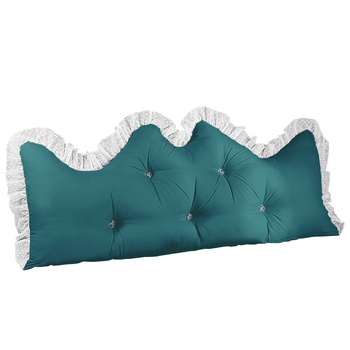 180cm Blue-Green Princess Bed Pillow Headboard Backrest Bedside Tatami Sofa Cushion with Ruffle Lace Home Decor image