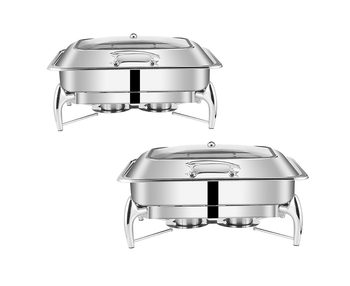 2X Stainless Steel Rectangular Chafing Dish Tray Buffet Cater Food Warmer Chafer with Top Lid image