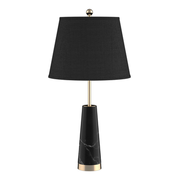 68cm Black Marble Bedside Desk Table Lamp Living Room Shade with Cone Shape Base image