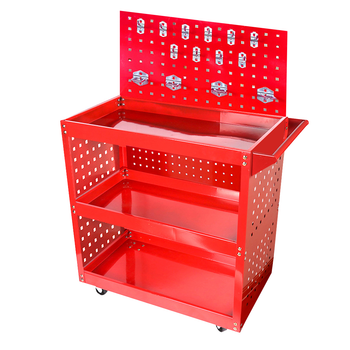 3 Tier Tool Storage Cart Portable Service Utility Heavy Duty Mobile Trolley with Porous Side Panels image
