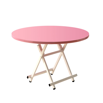 Pink Dining Table Portable Round Surface Space Saving Folding Desk Home Decor image