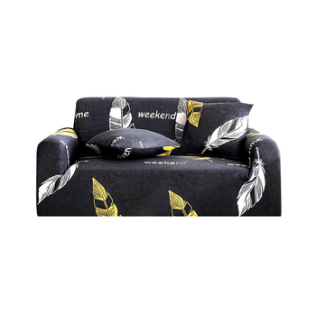 2-Seater Feather Print Sofa Cover Couch Protector High Stretch Lounge Slipcover Home Decor image