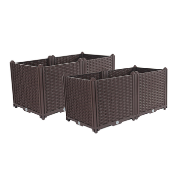 2X 80cm Raised Planter Box Vegetable Herb Flower Outdoor Plastic Plants Garden Bed Deepen image