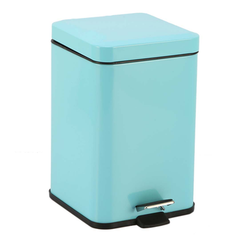 Foot Pedal Stainless Steel Rubbish Recycling Garbage Waste Trash Bin Square 6L Blue image