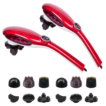 2X 6 Heads Portable Handheld Massager Soothing Stimulate Blood Flow Shoulder Red image