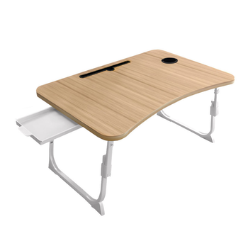 Oak Portable Bed Table Adjustable Folding Mini Desk Stand With Cup-Holder Home Decor image