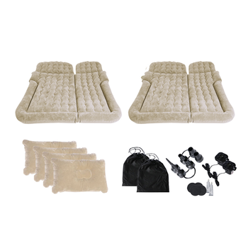 2X Beige Inflatable Car Boot Mattress Portable Camping Air Bed Travel Sleeping Essentials image