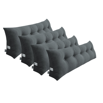 4X 150cm Dark Grey Triangular Wedge Bed Pillow Headboard Backrest Bedside Tatami Cushion Home Decor image