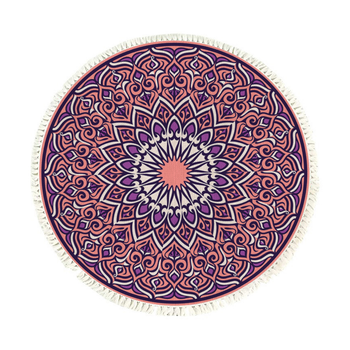 90cm Purple Mandala Round Carpet for Living Room Bedroom Anti-slip Doormat, Home Decor image