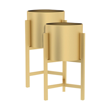 2X 45CM Gold Metal Plant Stand with Flower Pot Holder Corner Shelving Rack Indoor Display image