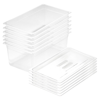 200mm Clear Gastronorm GN Pan 1/1 Food Tray Storage Bundle of 6 with Lid image