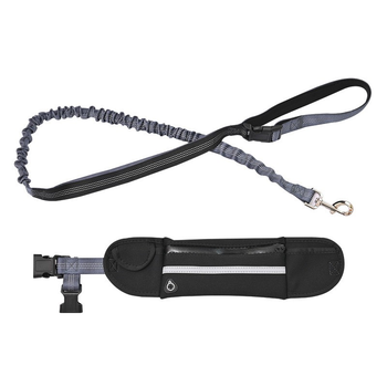 Black Adjustable Hands-Free Pet Leash Bag Dog Lead Walking Running Jogging Pet Essentials image