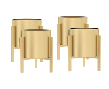 4X 30CM Gold Metal Plant Stand with Flower Pot Holder Corner Shelving Rack Indoor Display image