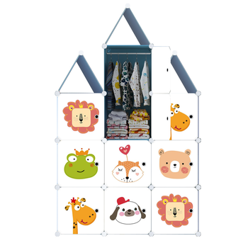 10 Cubes DIY Animal Design Portable Wardrobe Divide-Grid Modular Storage Organiser Foldable Closet image