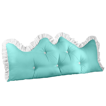 180cm Light Blue Princess Bed Pillow Headboard Backrest Bedside Tatami Sofa Cushion with Ruffle Lace Home Decor image