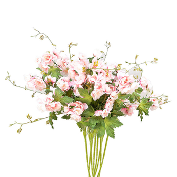 8 Bunch Artificial Silk Hibiscus 3 Heads Flower Fake Bridal Bouquet Table Decor Pink image