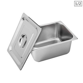 Gastronorm GN Pan Full Size 1/2 GN Pan 15cm Deep Stainless Steel With Lid image