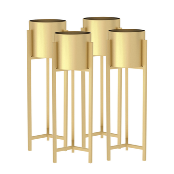 4X 90cm Gold Metal Plant Stand with Flower Pot Holder Corner Shelving Rack Indoor Display image